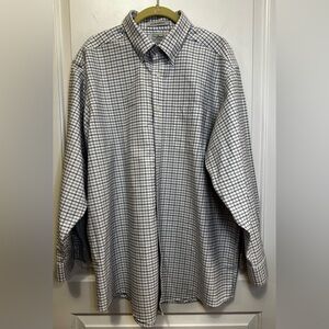 LL Bean Men’s Wrinkle Resistant Button Down Shirt XL 17-33 Blue Check